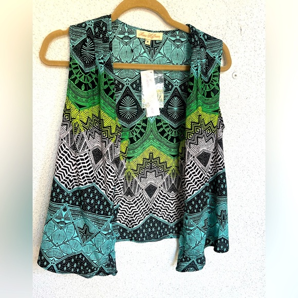 NWT Mara Hoffman vest shirt Aztec print green blue gray medium - Picture 4 of 4